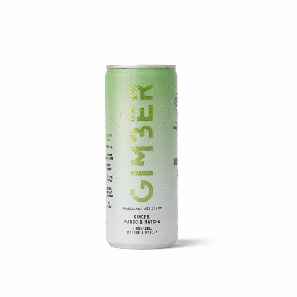 Gimber natuurlijk bruisende drank met de smaak Ginger, mango & matcha