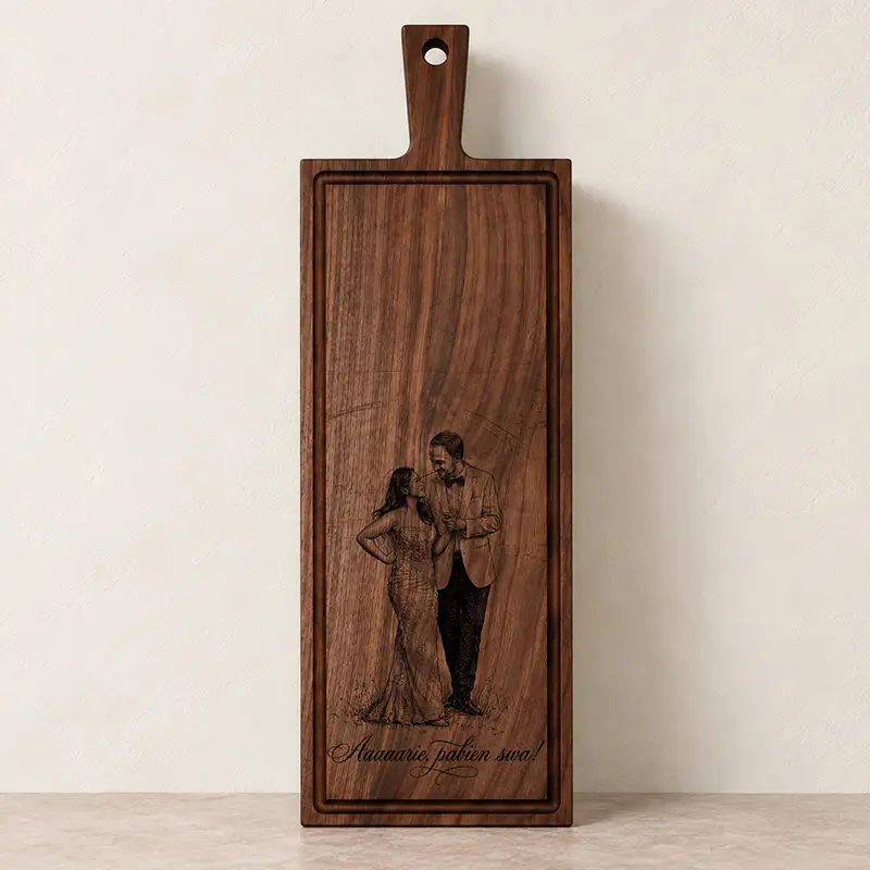 Plank met handvat - walnoot - 59x19 cm - laten ontwerpen