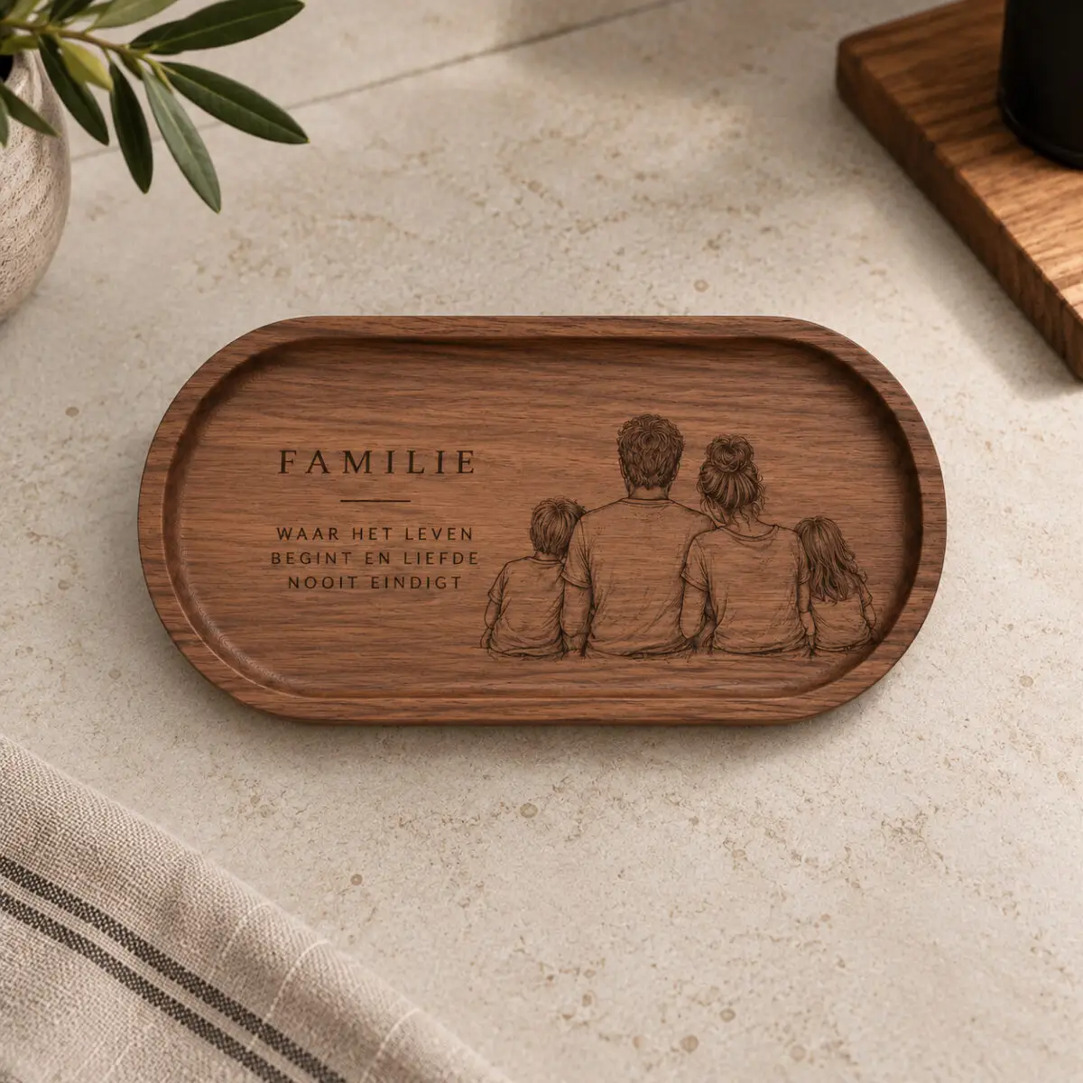 Tray - walnoot - 28x14 cm - zelf ontwerpen