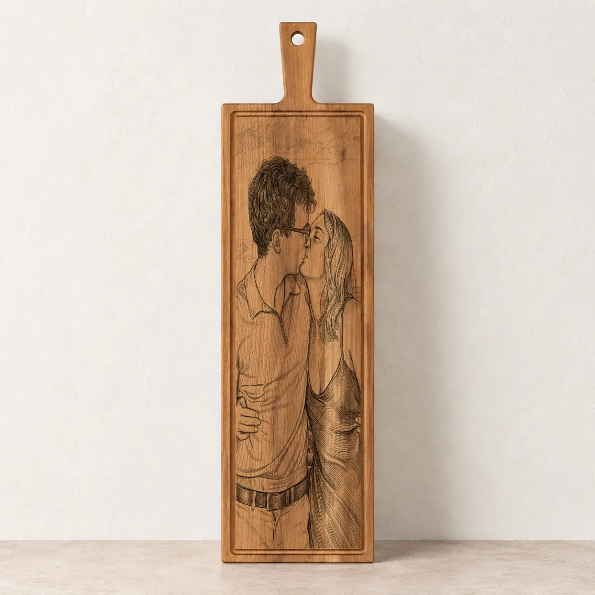 Plank met handvat - beuken - 69x19 cm - laten ontwerpen